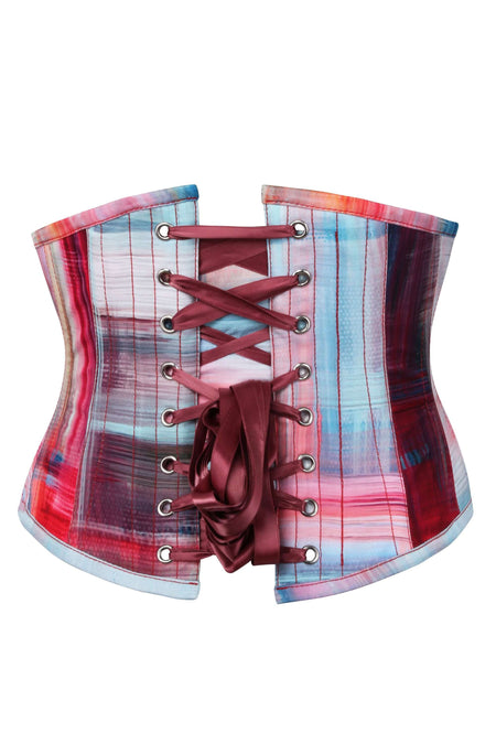 Abstract Red and Blue Brushstroke Waspie Corset