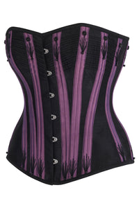 Black & Purple Overbust Corset with Black Flossing