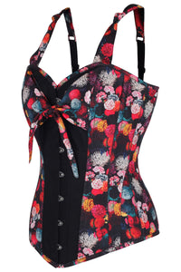 Vintage Styled Floral Print Corset Overbust