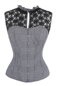Corset Story FTS028 Houndstooth and Crochet Corset Top