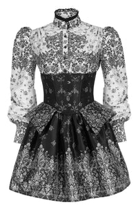 Baroque Elegance Black & White Corset Dress