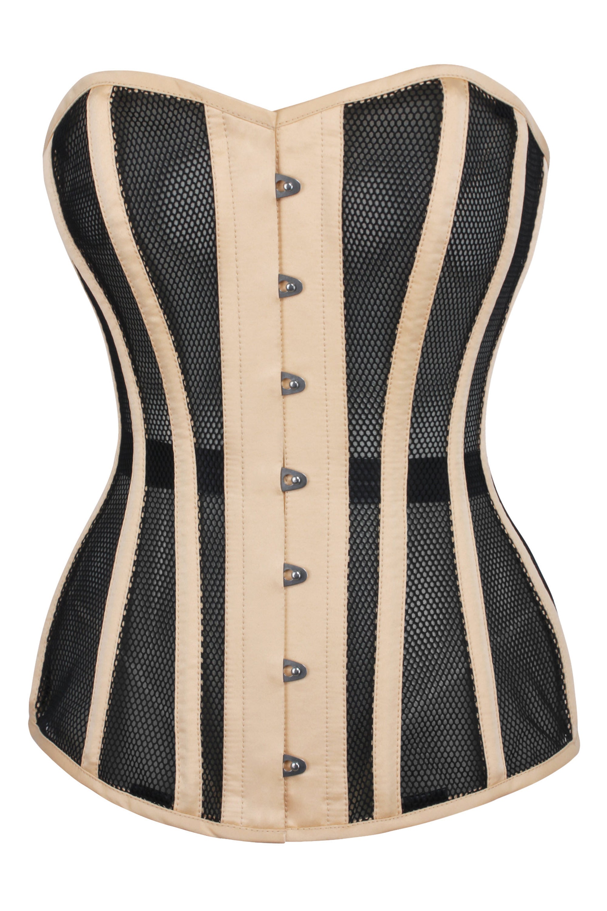 Longline Beige Mesh Waist Taming Overbust Corset