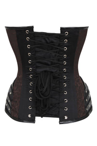 Black Studded Overbust with Brown Brocade Panels