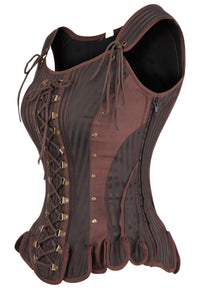 Medieval Bodice Under the Bust, Made of Brown and Gold Leatherette