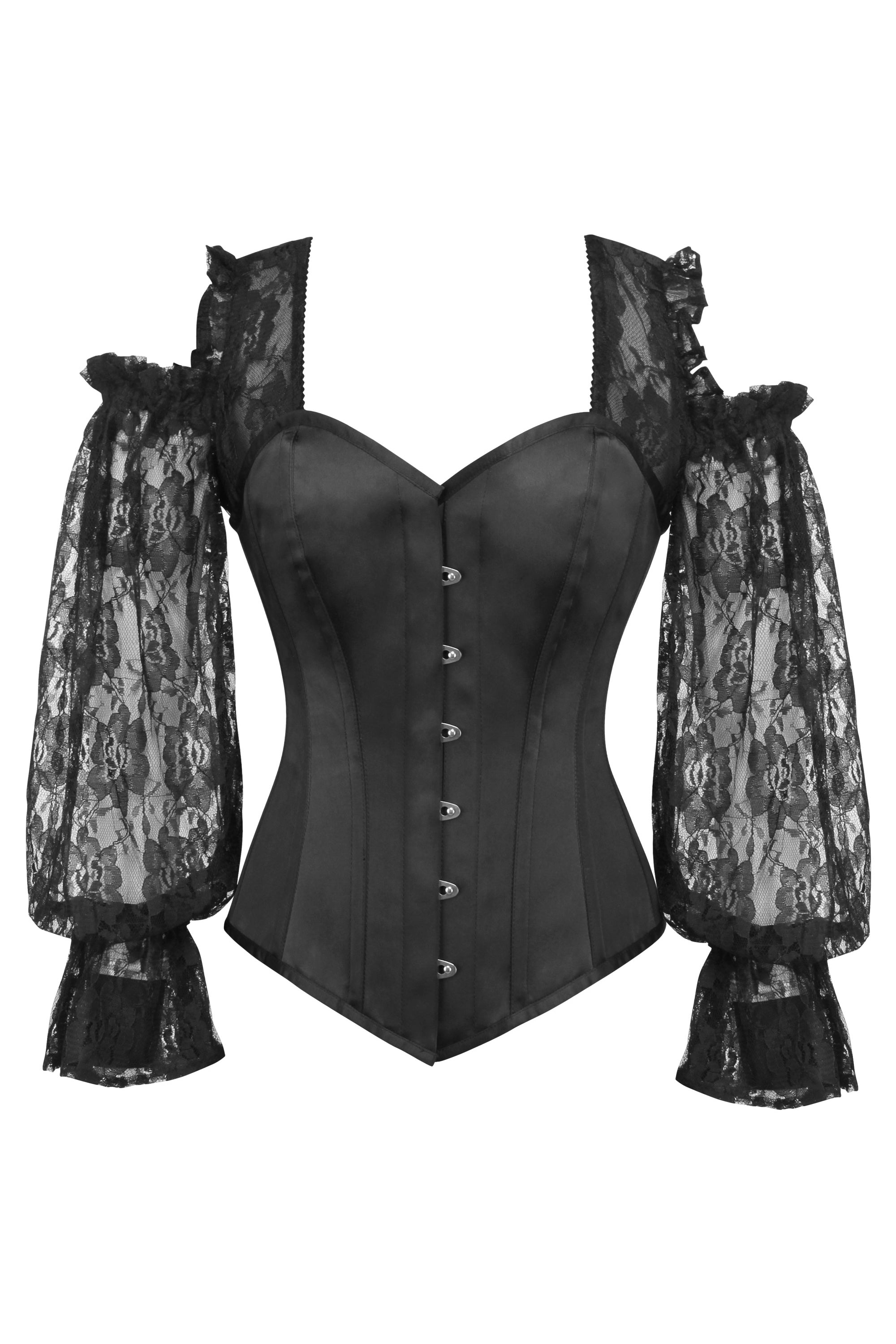 CORSET STORY CSFT066 BLACK SATIN LONGLINE OVERBUST