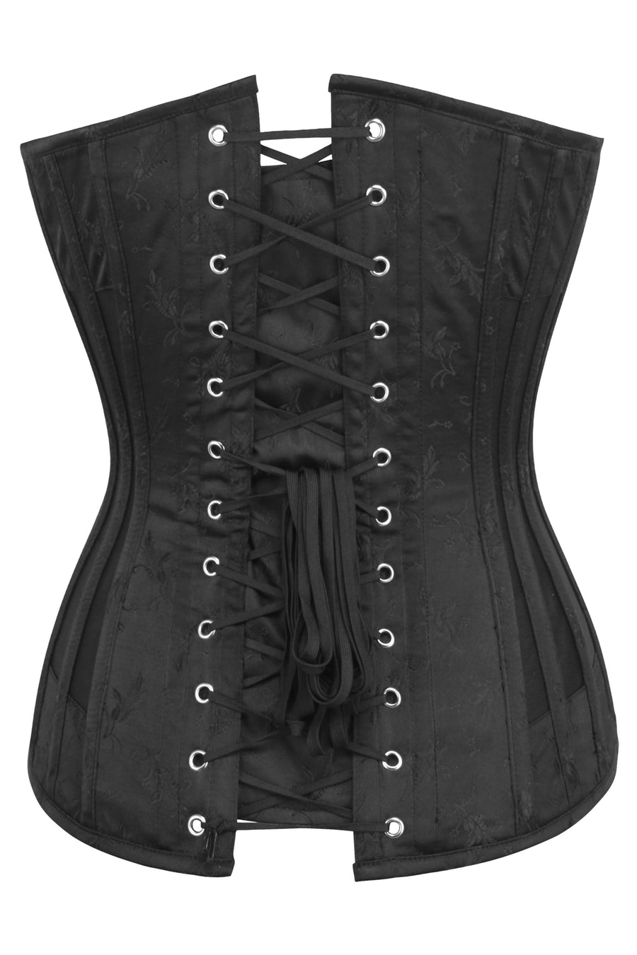 Black Brocade corset by selling Corset Story