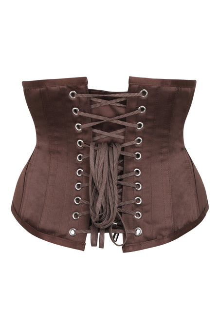 Espresso Satin Hip Panel Underbust Corset