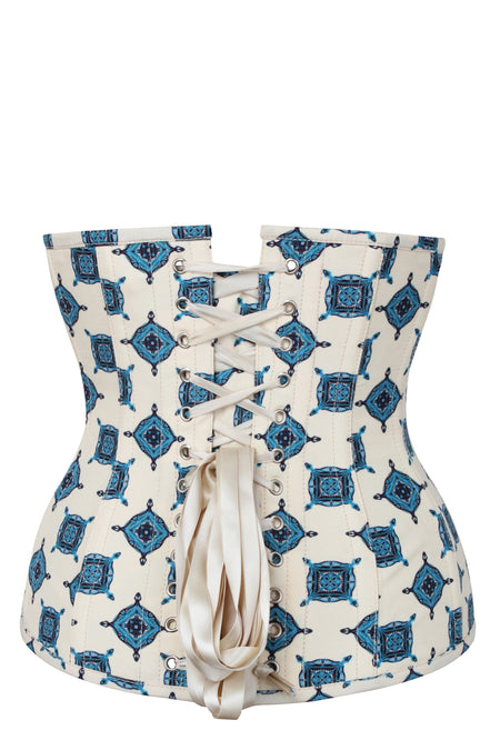 Corset Story CSFT182 Blue And Ivory Medallion Longline Underbust Corset