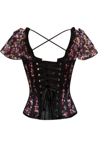 Corset Story FTS153 Dark Floral Ruffle Trim Overbust Summer Corset