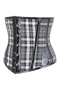 Corset Story FTS201 Black And Grey Check Waspie With PVC Binding