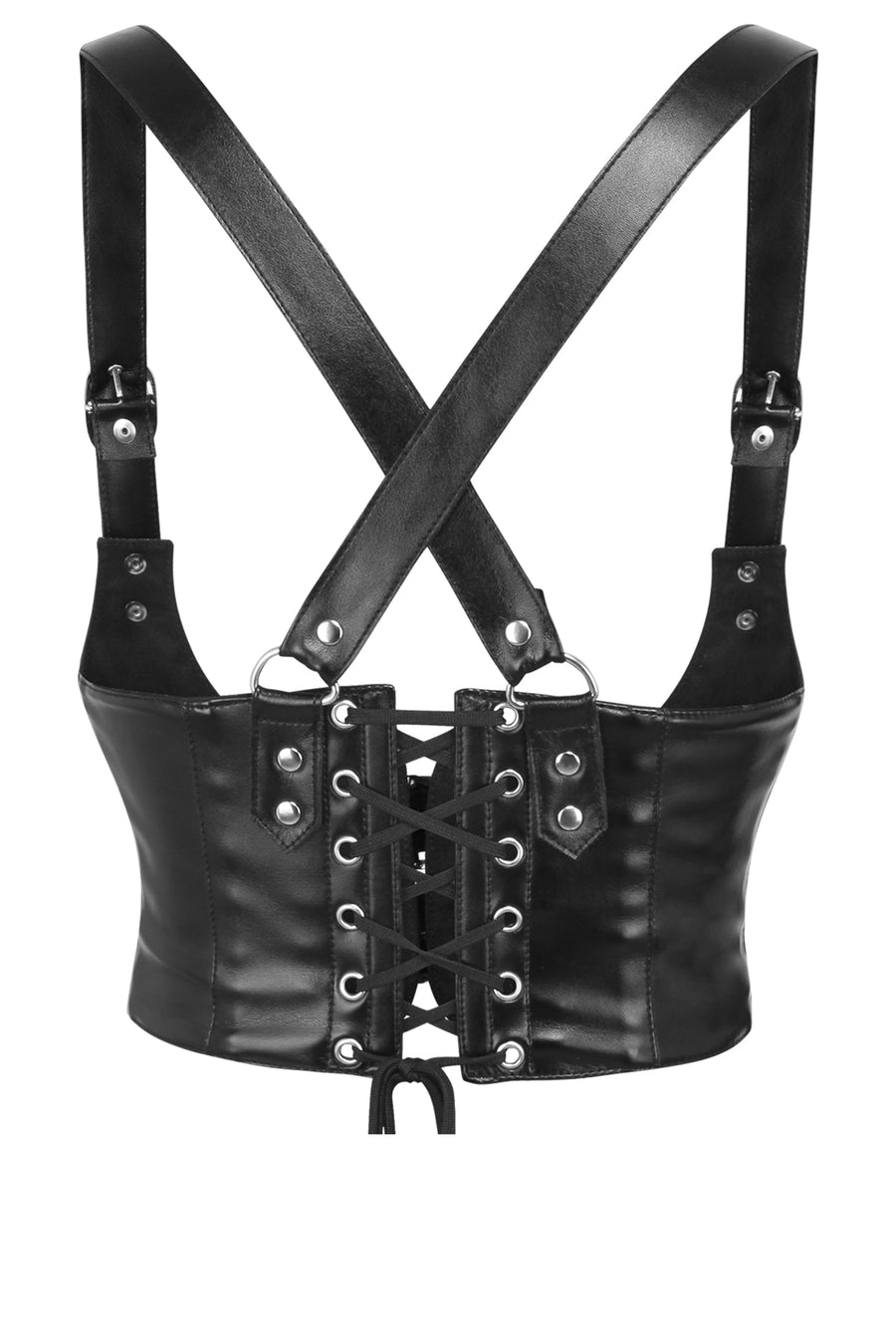 Faux Leather Spiked Corset
