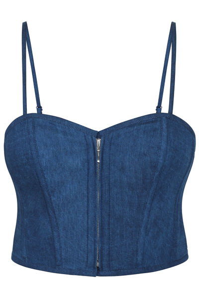 Caught You Slippin Blue Corset Crop Tank Top - $78