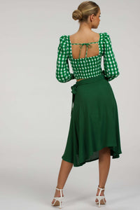 Corset Story SC-053 Blossom Gingham Green Viscose Cropped Corset Top With Elasticated back